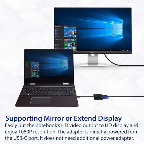 USB Type-C to VGA Adapter. Support Resolution up to 1080p. Bus-Powered. Fully Plug-n-Play. Thunderbolt 3 in Saudi Arabia