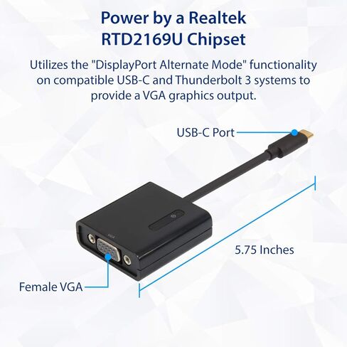 USB Type-C to VGA Adapter. Support Resolution up to 1080p. Bus-Powered. Fully Plug-n-Play. Thunderbolt 3 in Saudi Arabia
