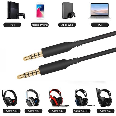 كابل صوت Sqrmekoko متوافق مع سماعة الألعاب Astro A10 A40 وسلك الدردشة الصوتية مناسب لأجهزة Xbox One وPlayStation 4 PS4 والهواتف الذكية وMixAmp وألعاب الكمبيوتر in Kuwait