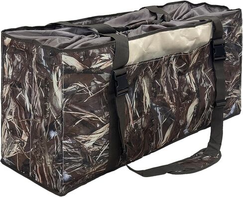 حقيبة شرك البط ذات 12 فتحة مع حزام كتف مبطن وقابل للتعديل، غطاء غبار وشبكة تصريف سفلية، طباعة مموهة، حقيبة صيد البط لحماية فخاخ البط in Kuwait