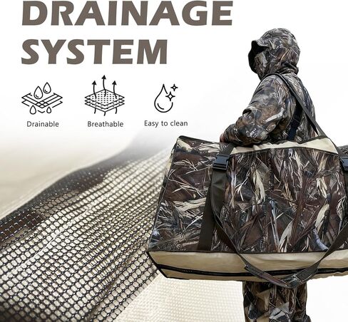 حقيبة شرك البط ذات 12 فتحة مع حزام كتف مبطن وقابل للتعديل، غطاء غبار وشبكة تصريف سفلية، طباعة مموهة، حقيبة صيد البط لحماية فخاخ البط in Kuwait