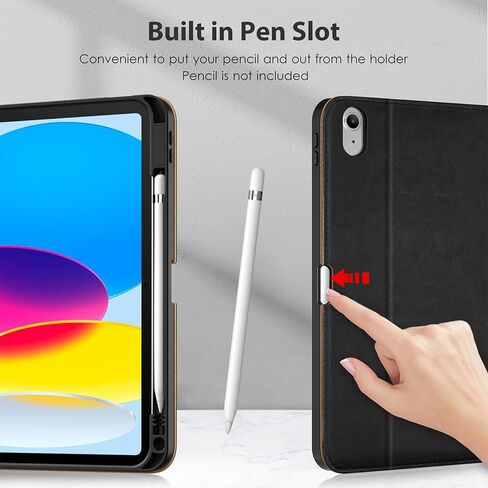 حافظة DTTO لجهاز iPad 11th (A16)/ الجيل العاشر مع لوحة مفاتيح (2025/2022)، غطاء جلدي قابل للفصل بإضاءة خلفية لاسلكية بـ 7 ألوان مع حامل أقلام وجيب، أسود بني in Kuwait