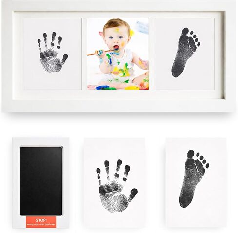 White Wooden Baby Hand and Footprint Kit with Inkless Non Toxic Pad – Baby Hand and Foot Print Frame Keepsake for Newborns, Pets, Baby Showers & Christmas Gifts in Saudi Arabia