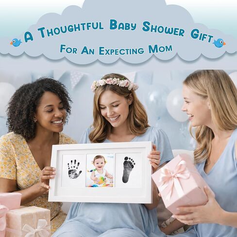White Wooden Baby Hand and Footprint Kit with Inkless Non Toxic Pad – Baby Hand and Foot Print Frame Keepsake for Newborns, Pets, Baby Showers & Christmas Gifts in Saudi Arabia
