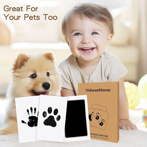 2 Pack Jumbo Baby Hand and Footprint Kit– Inkless Clean Touch Ink Pad for Keepsake Footprints, Paw Prints, Mess-Free Ink Pad for Newborns and Pets with 8 White Cards（Jet Black） in Saudi Arabia