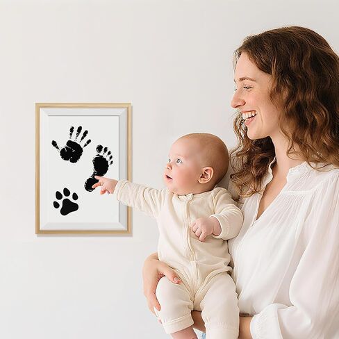 2 Pack Jumbo Baby Hand and Footprint Kit– Inkless Clean Touch Ink Pad for Keepsake Footprints, Paw Prints, Mess-Free Ink Pad for Newborns and Pets with 8 White Cards（Jet Black） in Saudi Arabia