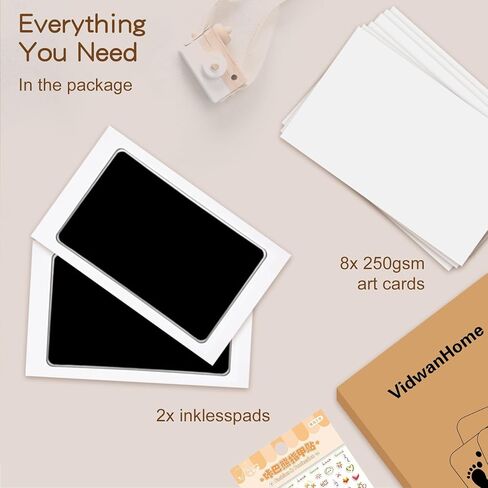 2 Pack Jumbo Baby Hand and Footprint Kit– Inkless Clean Touch Ink Pad for Keepsake Footprints, Paw Prints, Mess-Free Ink Pad for Newborns and Pets with 8 White Cards（Jet Black） in Saudi Arabia
