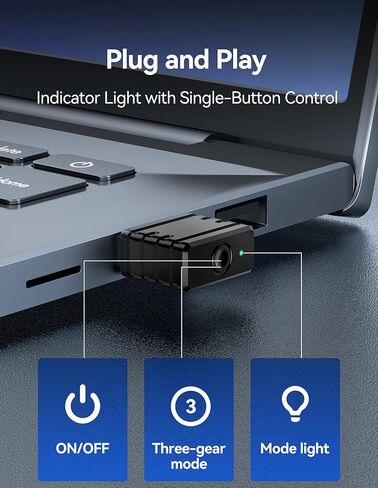 TECKNET Mouse Jiggler جهاز محرك USB غير قابل للاكتشاف مع 3 أوضاع، مؤشر LED ملون، التوصيل والتشغيل لإبقاء الكمبيوتر المحمول مستيقظًا، تحكم بزر واحد، بدون تداخل in Kuwait