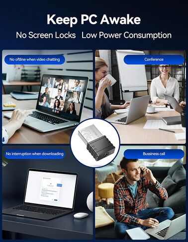 TECKNET Mouse Jiggler جهاز محرك USB غير قابل للاكتشاف مع 3 أوضاع، مؤشر LED ملون، التوصيل والتشغيل لإبقاء الكمبيوتر المحمول مستيقظًا، تحكم بزر واحد، بدون تداخل in Kuwait