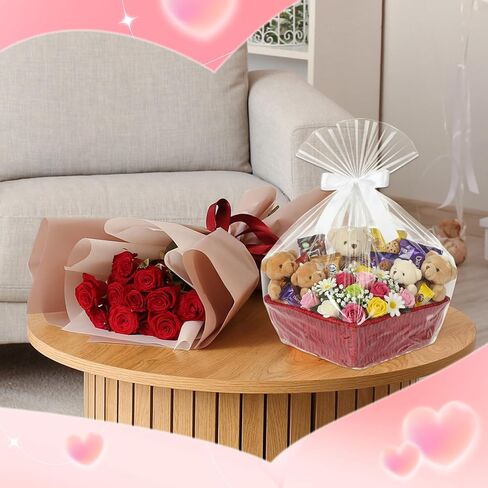 6 قطع من سلال هدايا عيد الحب على شكل قلب مع حقائب وأشرطة، سلال قلب منسوجة مقاس 10.6 × 10 × 2.75 بوصة للهدايا، سلة حبل فارغة للتخزين المنزلي (الوردي والأحمر والأبيض) in Kuwait