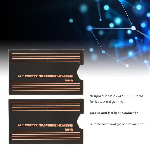 Tyenaza 2 قطعة 2242 SSD لوحة حرارية، 0.15 مم نحاس جرافين توصيل سريع M.2 2242 SSD Heatsink لألعاب الكمبيوتر المحمول in Kuwait