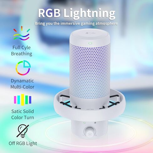 ميكروفون مكثف للألعاب من Feel WORLD VM1 - إلغاء الضوضاء، زر كتم الصوت، ضوء RGB للكمبيوتر الشخصي PS4 PS5، بث البودكاست/يوتيوب/تويتش، الدردشة عبر الإنترنت، التسجيل - هدية ملحقات ألعاب الكمبيوتر in Kuwait