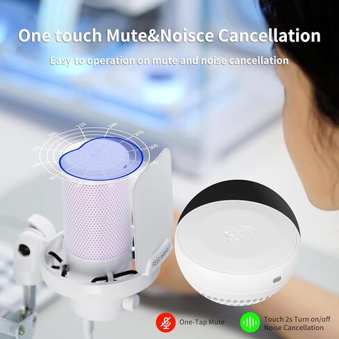 ميكروفون مكثف للألعاب من Feel WORLD VM1 - إلغاء الضوضاء، زر كتم الصوت، ضوء RGB للكمبيوتر الشخصي PS4 PS5، بث البودكاست/يوتيوب/تويتش، الدردشة عبر الإنترنت، التسجيل - هدية ملحقات ألعاب الكمبيوتر in Kuwait