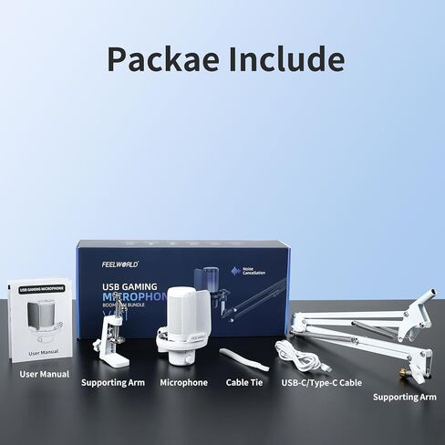 ميكروفون مكثف للألعاب من Feel WORLD VM1 - إلغاء الضوضاء، زر كتم الصوت، ضوء RGB للكمبيوتر الشخصي PS4 PS5، بث البودكاست/يوتيوب/تويتش، الدردشة عبر الإنترنت، التسجيل - هدية ملحقات ألعاب الكمبيوتر in Kuwait