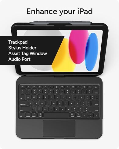 حافظة لوحة المفاتيح ZAGG Tough Keys لجهاز iPad 11 بوصة (A16)/ 10.9 بوصة (الجيل العاشر) - تصميم متين من قطعة واحدة، حماية من السقوط بطول 6.6 أقدام، اتصال مباشر USB-C، حامل أقلام Apple، مقاوم للماء، استخدام تعليمي in Saudi Arabia