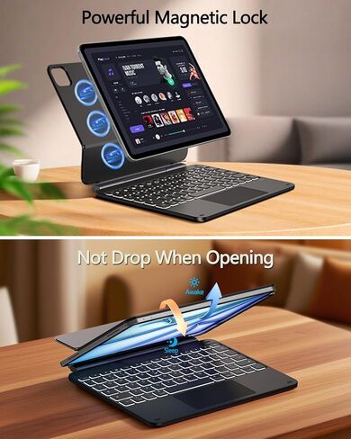 حافظة ORDA iPad Pro 11 بوصة مع لوحة مفاتيح (الجيل الرابع/الثالث/الثاني/الجيل الأول)، حافظة iPad Air 11 بوصة مع لوحة مفاتيح M3، M2(2025/2024) حامل ناتئ مغناطيسي عائم من الجيل الخامس/الرابع، نحيف للغاية، لوحة تتبع متعددة الإيماءات in Saudi Arabia