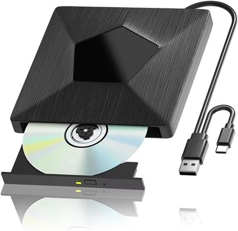 ناسخ أقراص Blu-ray خارجي محمول ثلاثي الأبعاد BD/CD/DVD للكمبيوتر الشخصي والكمبيوتر المحمول - متوافق مع USB 3.0 وType-C من Aboiled in Kuwait
