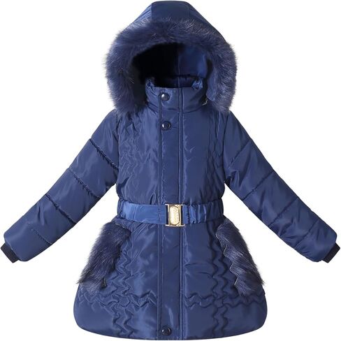Girls Winter Jacket Coat with Fur Hood Size 4-10 Warm Fleece Lined Puffer Outwear in Saudi Arabia