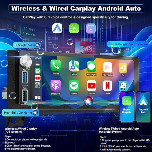 64G 5GWiFi Upgrade Car Radio for Dodge Ram 1500/2500/3500 1994-2002, Jeep Wrangler 1997-2002, Cherokee 1997-2001, 6.86inch Grand Cherokee Stereo Touch Screen Carplay Android Auto GPS FM Fast Charger in Saudi Arabia