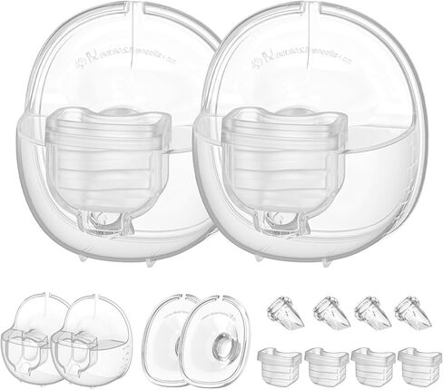 أجزاء مضخة الثدي القابلة للارتداء المتوافقة مع مضخة الثدي القابلة للارتداء MomMed S21 S18، تتضمن صمامات منقار البط، غشاء من السيليكون، شفة 24 مم، كوب تجميع الحليب، مجموعتان in Kuwait