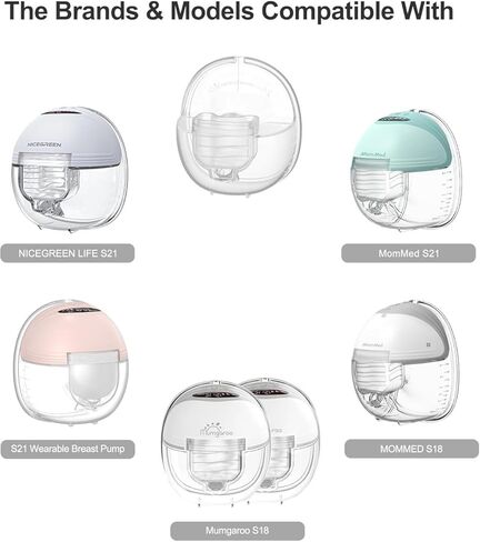 أجزاء مضخة الثدي القابلة للارتداء المتوافقة مع مضخة الثدي القابلة للارتداء MomMed S21 S18، تتضمن صمامات منقار البط، غشاء من السيليكون، شفة 24 مم، كوب تجميع الحليب، مجموعتان in Kuwait