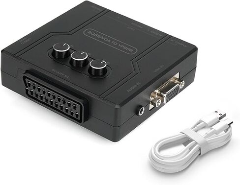 محول BITFUNX RGBS/VGA/SCART إلى المكونات - يدعم تعديل لون قناة واحدة R/G/B، محول ألعاب الفيديو التوصيل والتشغيل بدون تأخير، لوحدة تحكم الألعاب القديمة in Kuwait