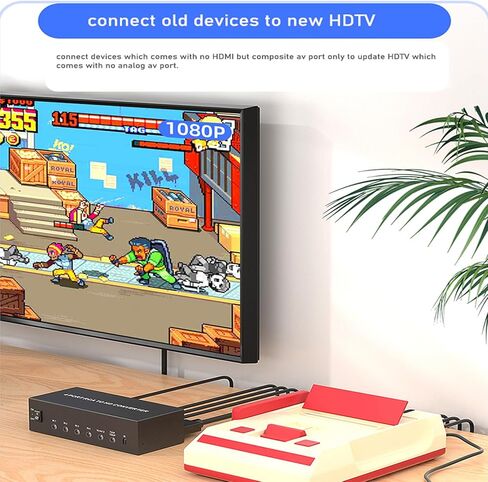 محول RCA إلى HDMI 4 AV (أحمر أصفر أبيض) إلى محول مخرج HDMI، محول RCA صوتي مركب إلى HDMI1080P/720P، مع طاقة، لمشغل Wii/TV/PC/ PS3/ STB/Xbox VHS/VCR/N64/SNES/DVD in Kuwait