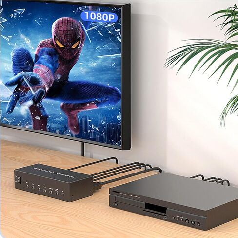محول RCA إلى HDMI 4 AV (أحمر أصفر أبيض) إلى محول مخرج HDMI، محول RCA صوتي مركب إلى HDMI1080P/720P، مع طاقة، لمشغل Wii/TV/PC/ PS3/ STB/Xbox VHS/VCR/N64/SNES/DVD in Kuwait