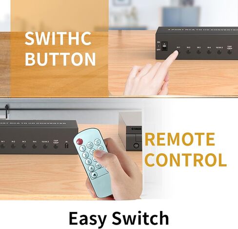 محول RCA إلى HDMI 4 AV (أحمر أصفر أبيض) إلى محول مخرج HDMI، محول RCA صوتي مركب إلى HDMI1080P/720P، مع طاقة، لمشغل Wii/TV/PC/ PS3/ STB/Xbox VHS/VCR/N64/SNES/DVD in Kuwait