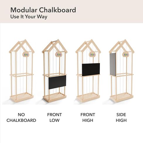 Stuffed Animal Storage Zoo & Stuffed Animal Holder - Wooden Plush Toy Storage for Kids Room | Natural Pine Wood Toy Organizer with Chalkboard and Elastic Cords in Saudi Arabia