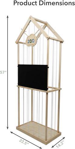 Stuffed Animal Storage Zoo & Stuffed Animal Holder - Wooden Plush Toy Storage for Kids Room | Natural Pine Wood Toy Organizer with Chalkboard and Elastic Cords in Saudi Arabia