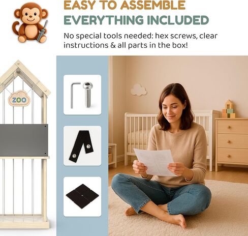 Stuffed Animal Storage Zoo & Stuffed Animal Holder - Wooden Plush Toy Storage for Kids Room | Natural Pine Wood Toy Organizer with Chalkboard and Elastic Cords in Saudi Arabia