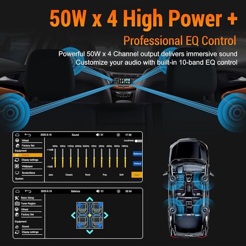 Single Din Car Radio with Apple CarPlay, Backup Camera，External Mic,Single Din Touchscreen Radio Supports Android Auto, Bluetooth, Dual Physical Knobs,SWC, EQ, FM Radio（Black） in Kuwait