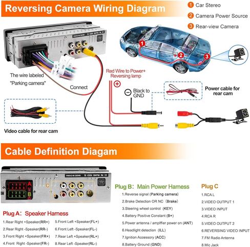 Single Din Car Radio with Apple CarPlay, Backup Camera，External Mic,Single Din Touchscreen Radio Supports Android Auto, Bluetooth, Dual Physical Knobs,SWC, EQ, FM Radio（Black） in Kuwait