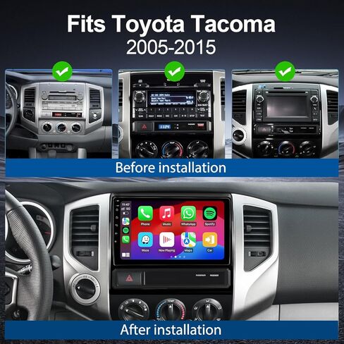 Car Stereo Radio for Toyota Tacoma 2005-2015 9 inch Touch Screen with Wireless Carplay/Android Auto / Android12 / FM RDS/GPS Navigation/HD Backup Camera in Saudi Arabia