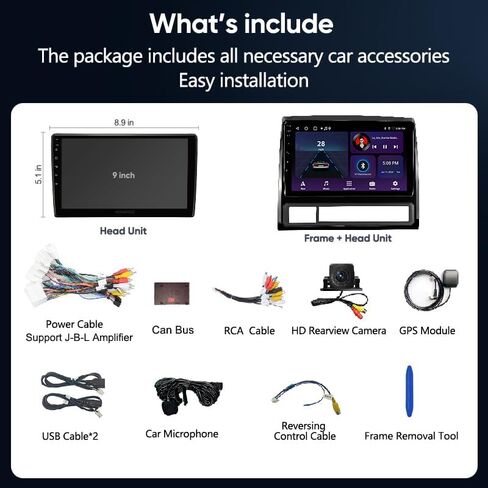 Car Stereo Radio for Toyota Tacoma 2005-2015 9 inch Touch Screen with Wireless Carplay/Android Auto / Android12 / FM RDS/GPS Navigation/HD Backup Camera in Saudi Arabia