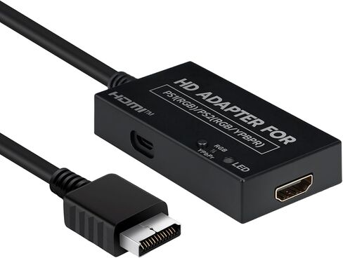 محول Mcbazel HDMI لجهاز PS2/PS1، محول كابل HDMI متوافق مع PlayStation 1/2، يدعم إخراج إشارة Ypbpr/RGB الحقيقي، التوصيل والتشغيل، أسود in Kuwait