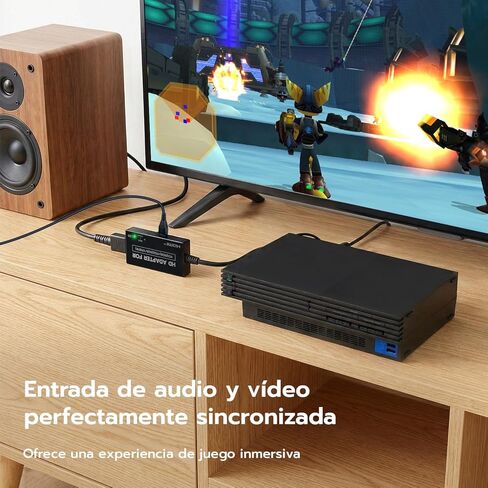 محول Mcbazel HDMI لجهاز PS2/PS1، محول كابل HDMI متوافق مع PlayStation 1/2، يدعم إخراج إشارة Ypbpr/RGB الحقيقي، التوصيل والتشغيل، أسود in Kuwait