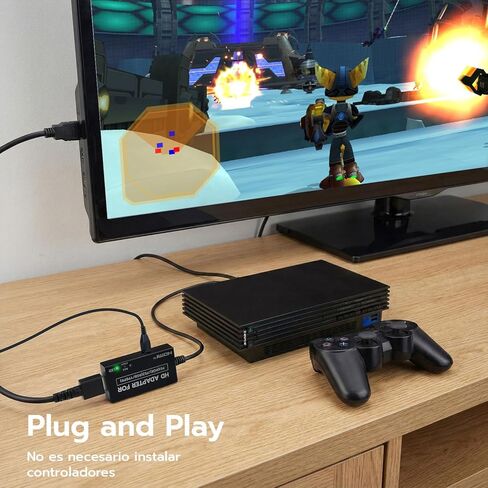 محول Mcbazel HDMI لجهاز PS2/PS1، محول كابل HDMI متوافق مع PlayStation 1/2، يدعم إخراج إشارة Ypbpr/RGB الحقيقي، التوصيل والتشغيل، أسود in Kuwait