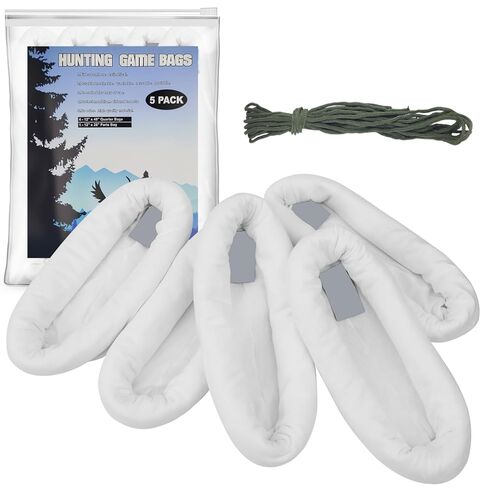 أكياس ألعاب أكياس لحوم صيد الأيائل 5 عبوات، 4 عبوات 48 بوصة و1 حزمة 28 بوصة أكياس ربع ثقيلة ملفوفة قابلة للتمدد وقابلة لإعادة الاستخدام مع ملصقات عاكسة للأيائل والكاريبو والغزلان والموظ والظباء والبط in Kuwait