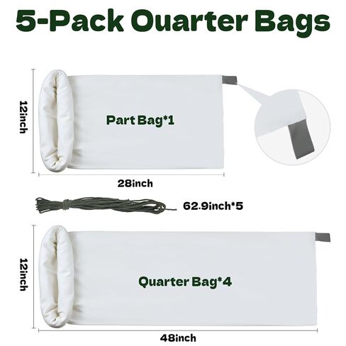 أكياس ألعاب أكياس لحوم صيد الأيائل 5 عبوات، 4 عبوات 48 بوصة و1 حزمة 28 بوصة أكياس ربع ثقيلة ملفوفة قابلة للتمدد وقابلة لإعادة الاستخدام مع ملصقات عاكسة للأيائل والكاريبو والغزلان والموظ والظباء والبط in Kuwait