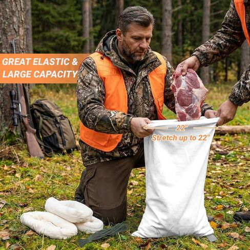 أكياس ألعاب أكياس لحوم صيد الأيائل 5 عبوات، 4 عبوات 48 بوصة و1 حزمة 28 بوصة أكياس ربع ثقيلة ملفوفة قابلة للتمدد وقابلة لإعادة الاستخدام مع ملصقات عاكسة للأيائل والكاريبو والغزلان والموظ والظباء والبط in Kuwait