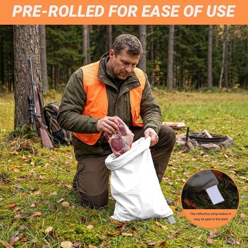 أكياس ألعاب أكياس لحوم صيد الأيائل 5 عبوات، 4 عبوات 48 بوصة و1 حزمة 28 بوصة أكياس ربع ثقيلة ملفوفة قابلة للتمدد وقابلة لإعادة الاستخدام مع ملصقات عاكسة للأيائل والكاريبو والغزلان والموظ والظباء والبط in Kuwait