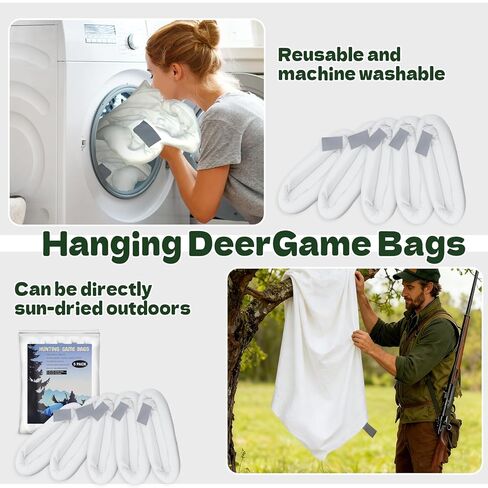 أكياس ألعاب أكياس لحوم صيد الأيائل 5 عبوات، 4 عبوات 48 بوصة و1 حزمة 28 بوصة أكياس ربع ثقيلة ملفوفة قابلة للتمدد وقابلة لإعادة الاستخدام مع ملصقات عاكسة للأيائل والكاريبو والغزلان والموظ والظباء والبط in Kuwait