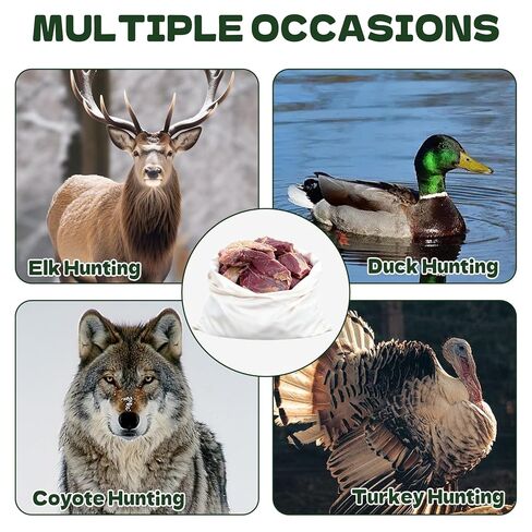 أكياس ألعاب أكياس لحوم صيد الأيائل 5 عبوات، 4 عبوات 48 بوصة و1 حزمة 28 بوصة أكياس ربع ثقيلة ملفوفة قابلة للتمدد وقابلة لإعادة الاستخدام مع ملصقات عاكسة للأيائل والكاريبو والغزلان والموظ والظباء والبط in Kuwait