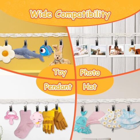 Munzong 80" Beige Hanging Stuffed Animal Storage Chain, Cotton Stuffed Animal Display Holder Plush Qrganizer with 20 Metal Clips for Nursery Room Corner Wall Decor Play Room in Saudi Arabia