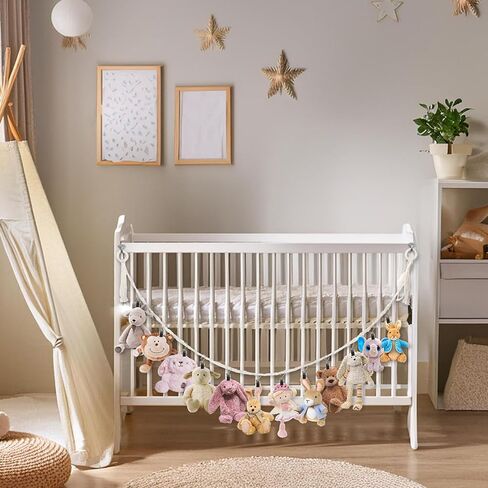 Munzong 80" Beige Hanging Stuffed Animal Storage Chain, Cotton Stuffed Animal Display Holder Plush Qrganizer with 20 Metal Clips for Nursery Room Corner Wall Decor Play Room in Saudi Arabia