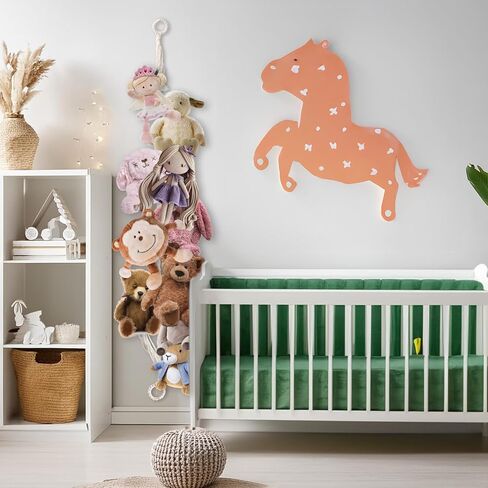 Munzong 80" Beige Hanging Stuffed Animal Storage Chain, Cotton Stuffed Animal Display Holder Plush Qrganizer with 20 Metal Clips for Nursery Room Corner Wall Decor Play Room in Saudi Arabia