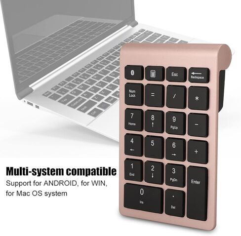 Zunate Mini Numeric Keyboard Compatible Bluetooth 5.0 for Android OS, 22 Keys Ergonomic Keypad with Scissor Foot (Rose Gold) in Saudi Arabia