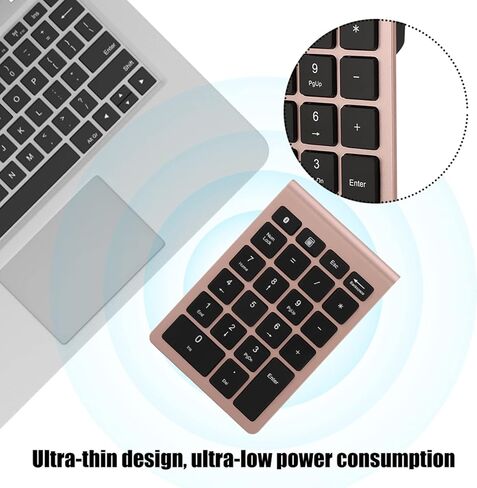 Zunate Mini Numeric Keyboard Compatible Bluetooth 5.0 for Android OS, 22 Keys Ergonomic Keypad with Scissor Foot (Rose Gold) in Saudi Arabia